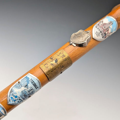 復古英國旅遊離合器手柄健行手杖棕褐色桿身 89 厘米